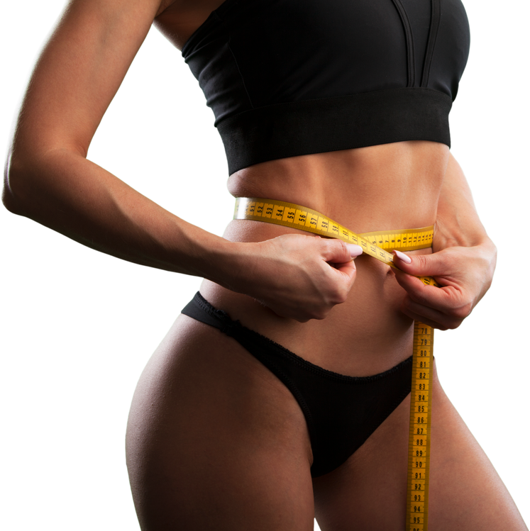 Fit Person Measuring Waist with Tape Measure Cutout