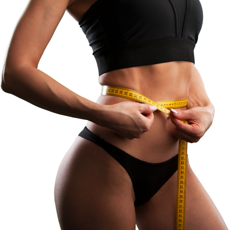 Fit Person Measuring Waist with Tape Measure Cutout